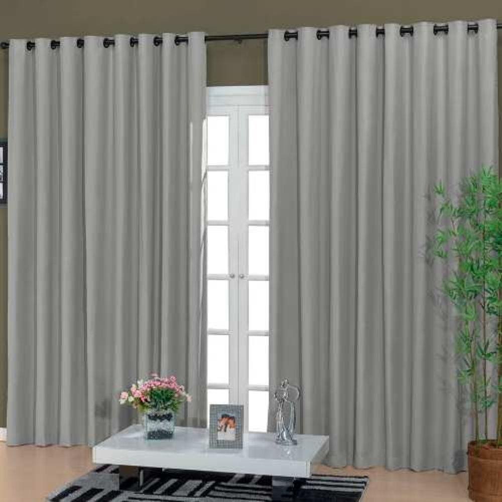 Cortina Para Sala Rústica Cinza 3,00x2,50 | Admirare