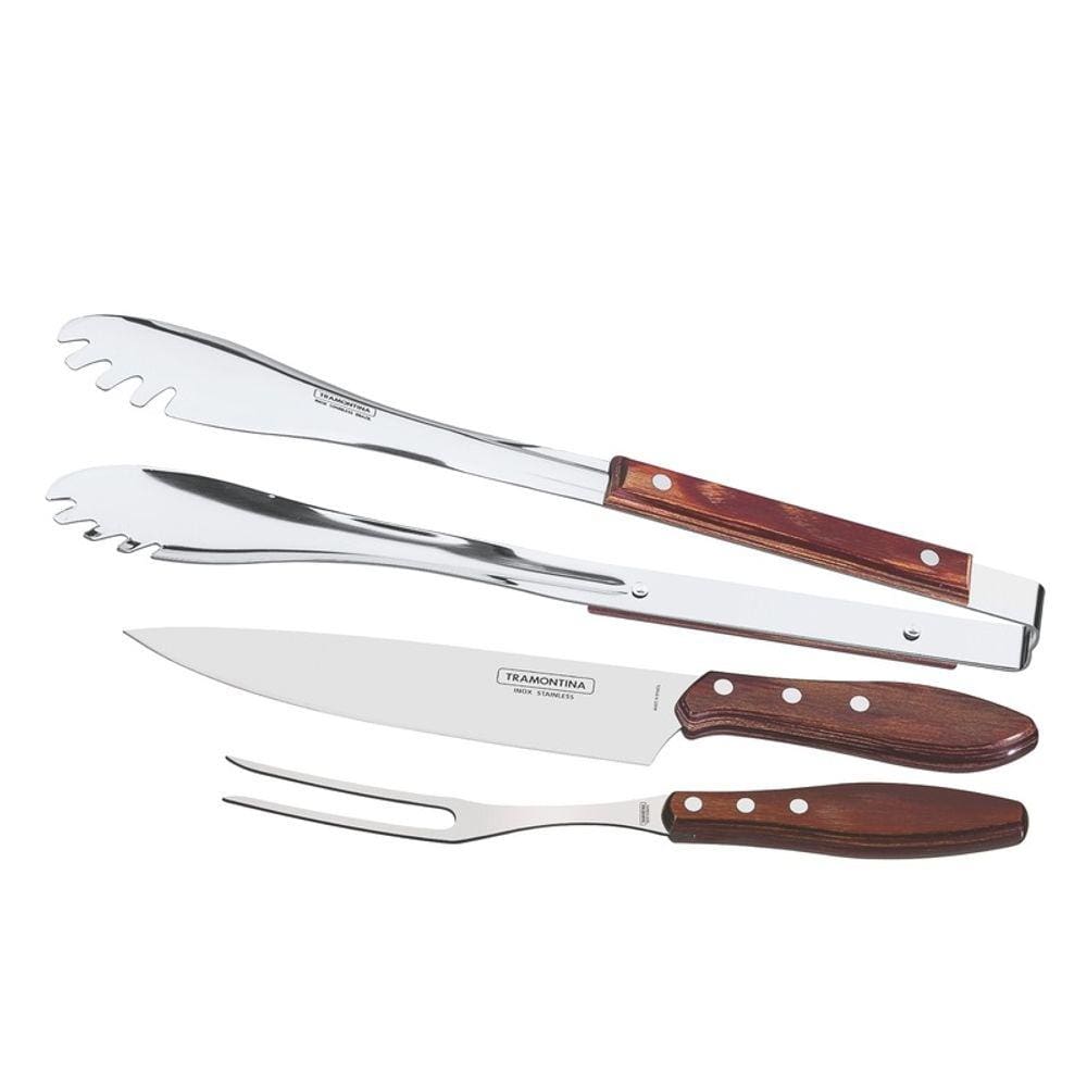 Jogo para Churrasco Inox 3 Pçs Polywood - Tramontina