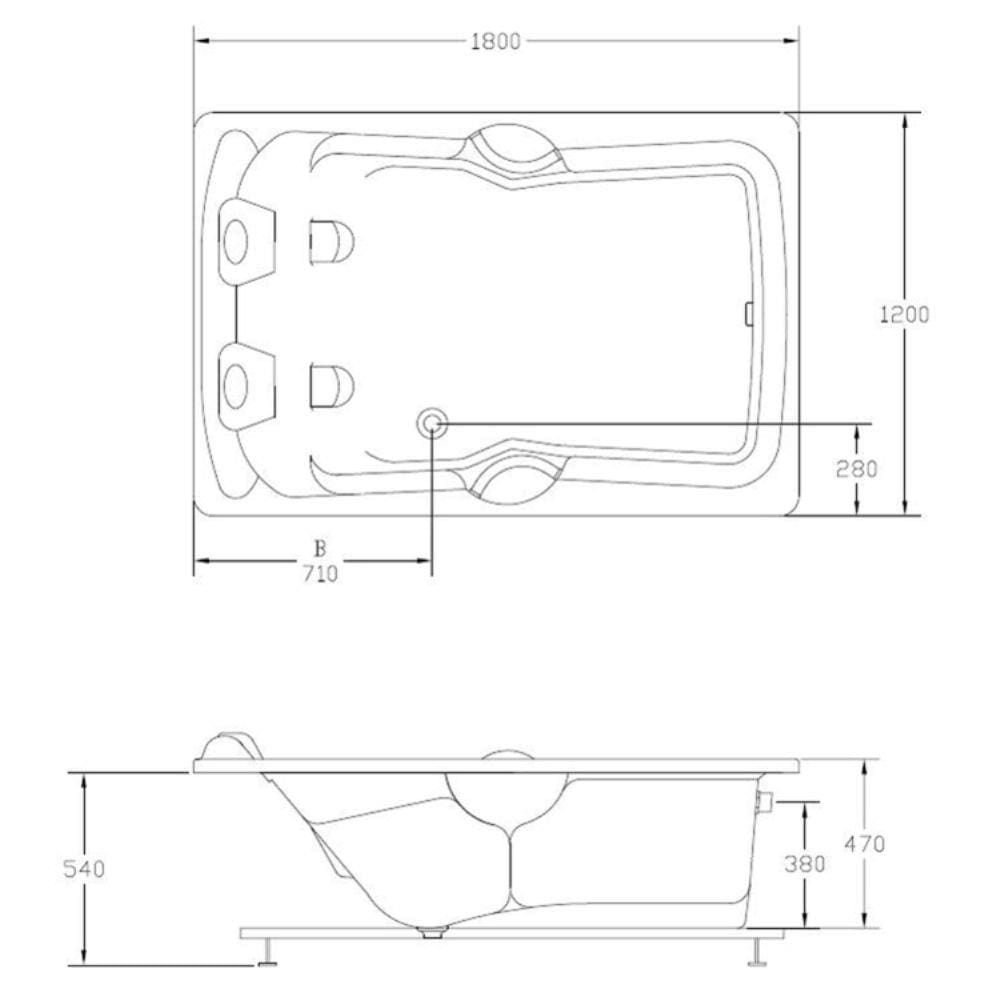Banheira de Hidromassagem Ouro Fino Acrillic Dupla Premium 1,80m x 1,20m x 47cm 06 jatos