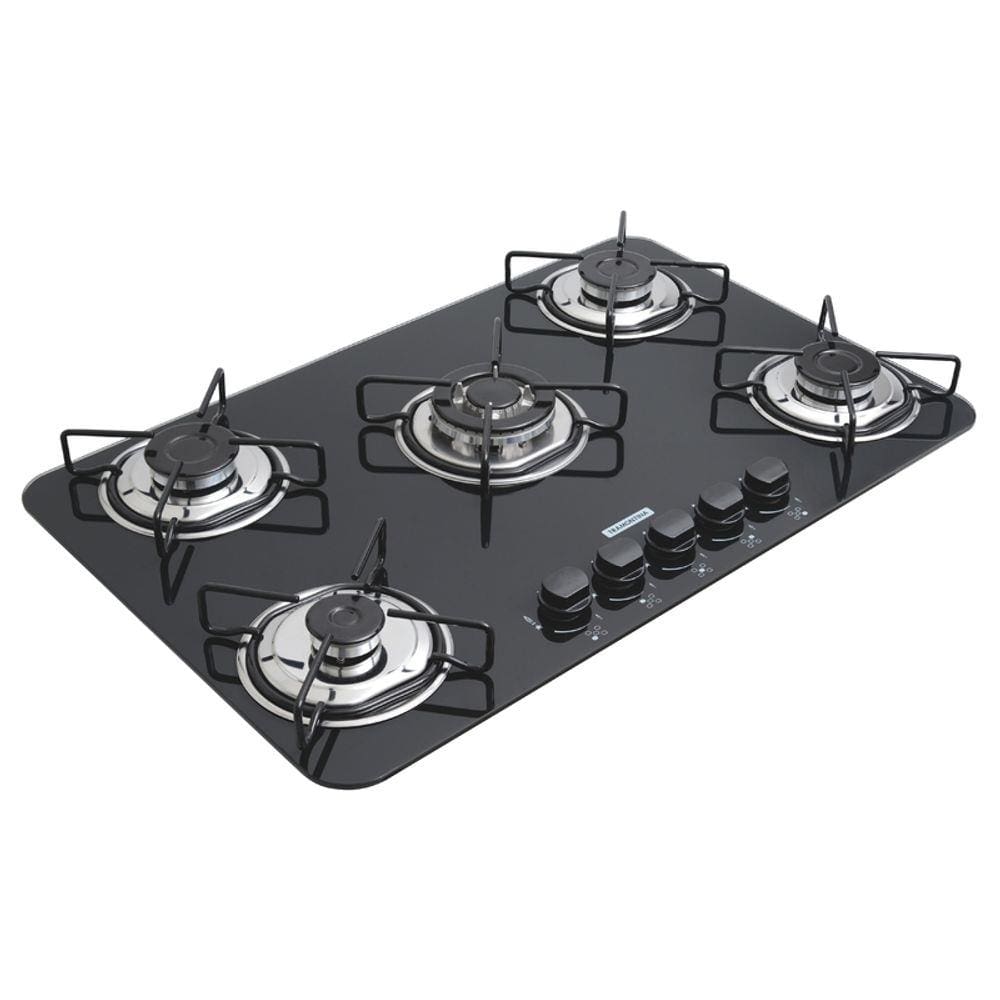 Cooktop 5 Bocas Tramontina Preto - Brasil 5gg Tri 70 - Gás Bivolt - 94708/502 Cooktop 5 Bocas Tramontina Preto - Brasil 5gg Tri 70 - Gás Bivolt - 94708/502