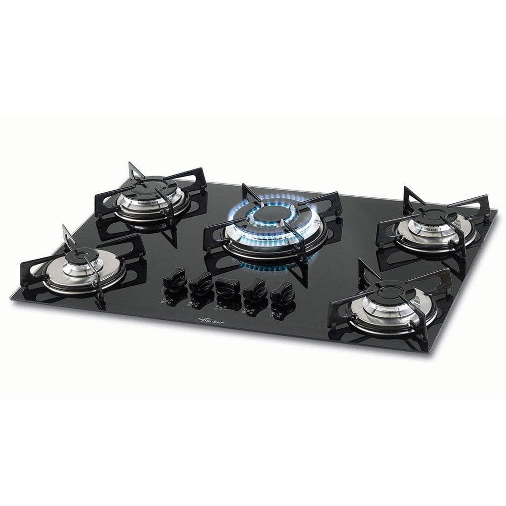 Fogão Cooktop 5 Bocas a Gás Tripla Chama Mesa de Vidro 5733 - Fischer
