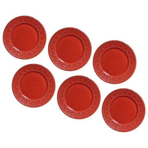 Conjunto de Prato Raso Porto Brasil Madeleine em Faiança Feldspático - 6 Peças - Vermelho é boa?