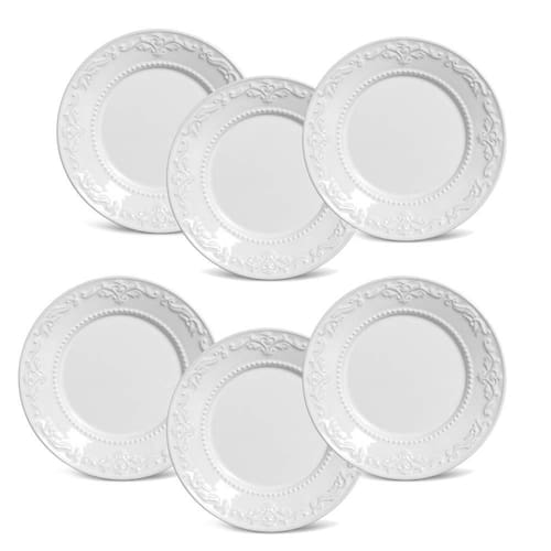 imagem-Conjunto de Pratos para Sobremesas Porto Brasil Acanthus em Faiança Feldspática Branco - 6 Peças