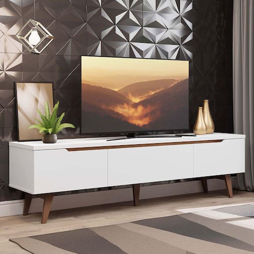 imagem-Rack para TV até 75 Polegadas Madesa Reims 2 Portas 1 Gaveta - Branco