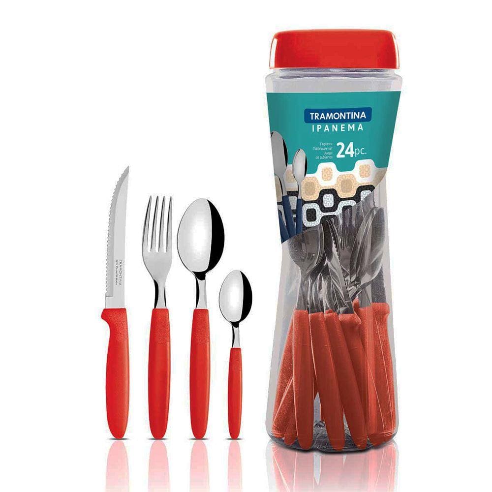 Conjunto de Talheres Ipanema 24 Peças Inox Vermelho 23399791 - Tramontina