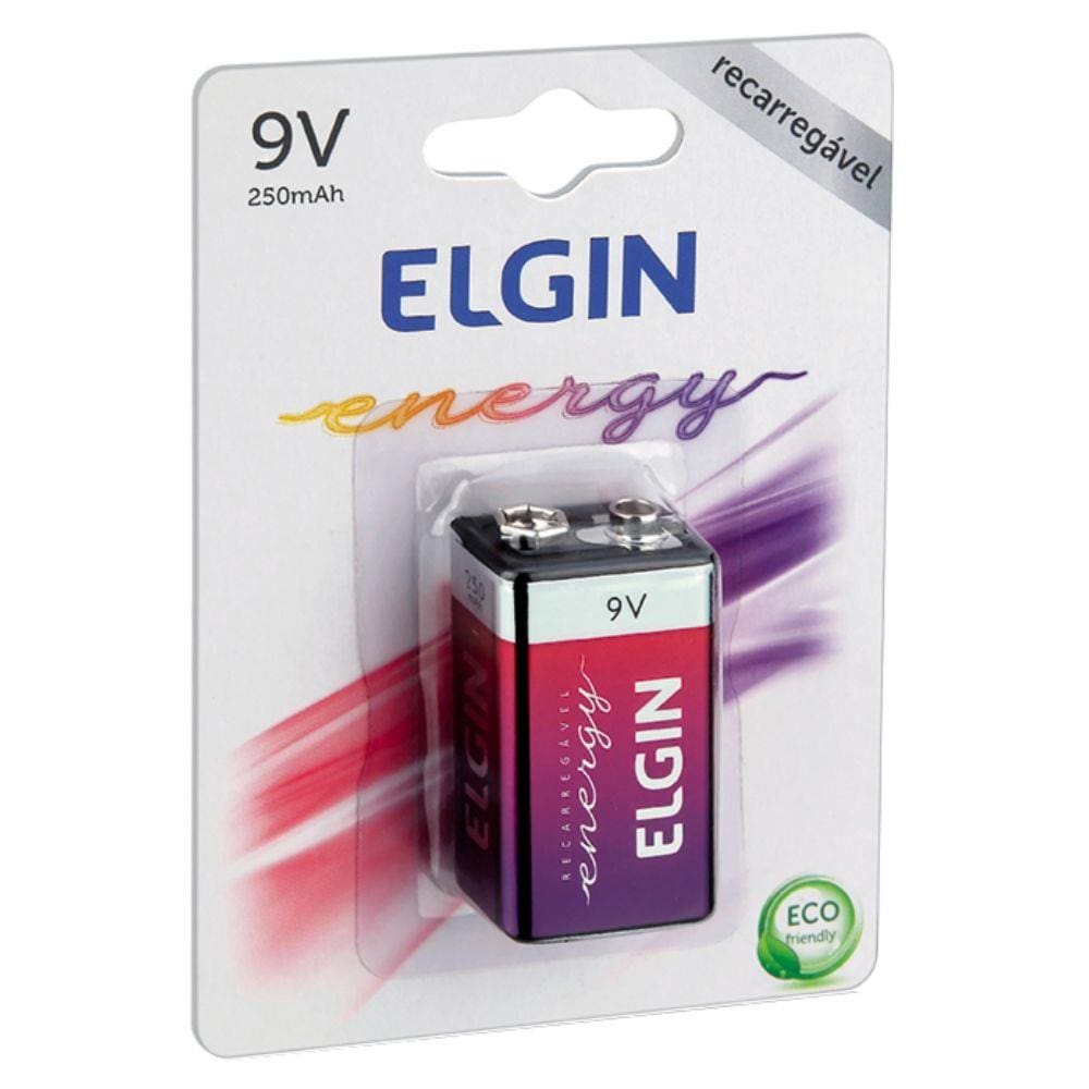 Bateria 9V Recarregável Elgin 82215 - 250mAh