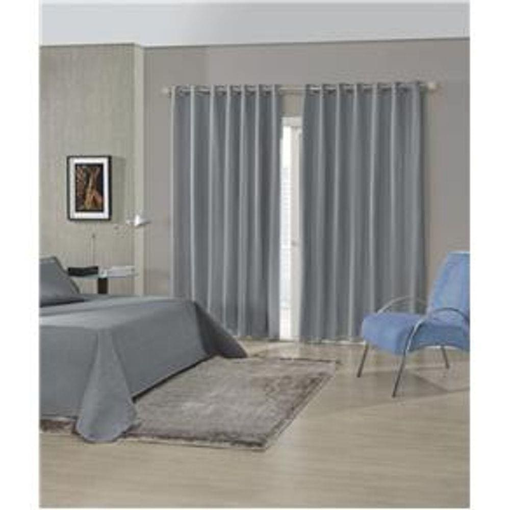 Cortina Blackout de Sala e Quarto Em Tecido 4,00 x 2,50 | Admirare - Cinza