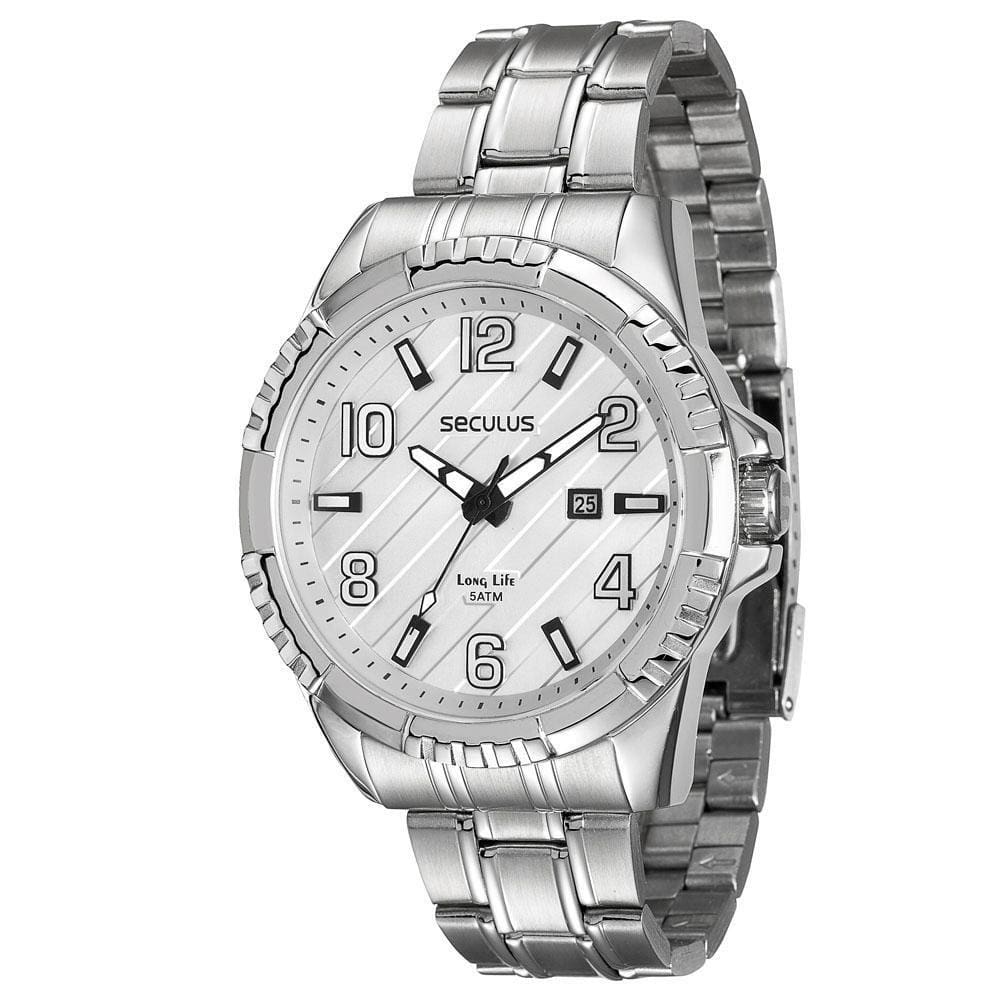 Relógio Masculino Seculus Long Life 28584G0SVNA1 50mm Prata