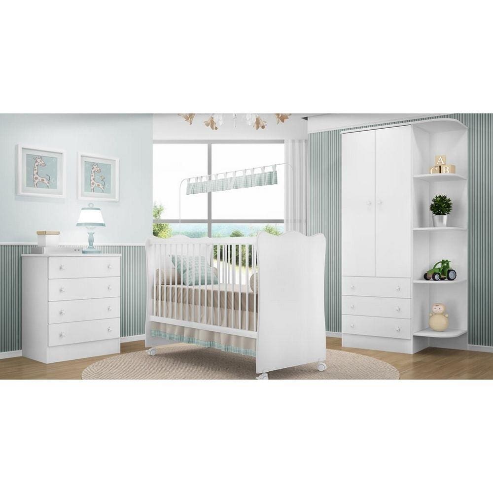 Quarto de Bebê Completo Doce Sonho Lojix - Qmovi - Branco