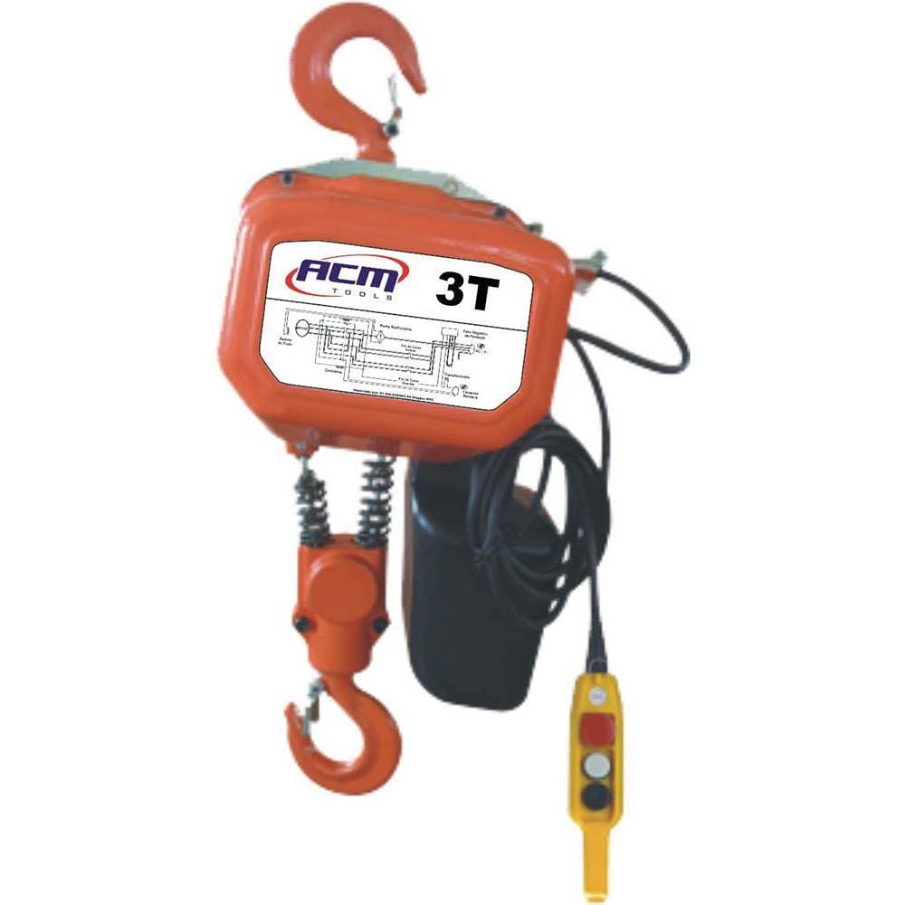 Talha Elétrica 3 Ton X 6M Fixa Por Gancho Tec3000/6 Acm Tools Tec3000/6