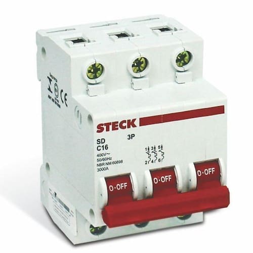 Disjuntor Steck Tripolar 50A Curva C - Cod. SDD63C50 Menor preço em Disjuntor Steck Tripolar 50A Curva C - Cod. SDD63C50