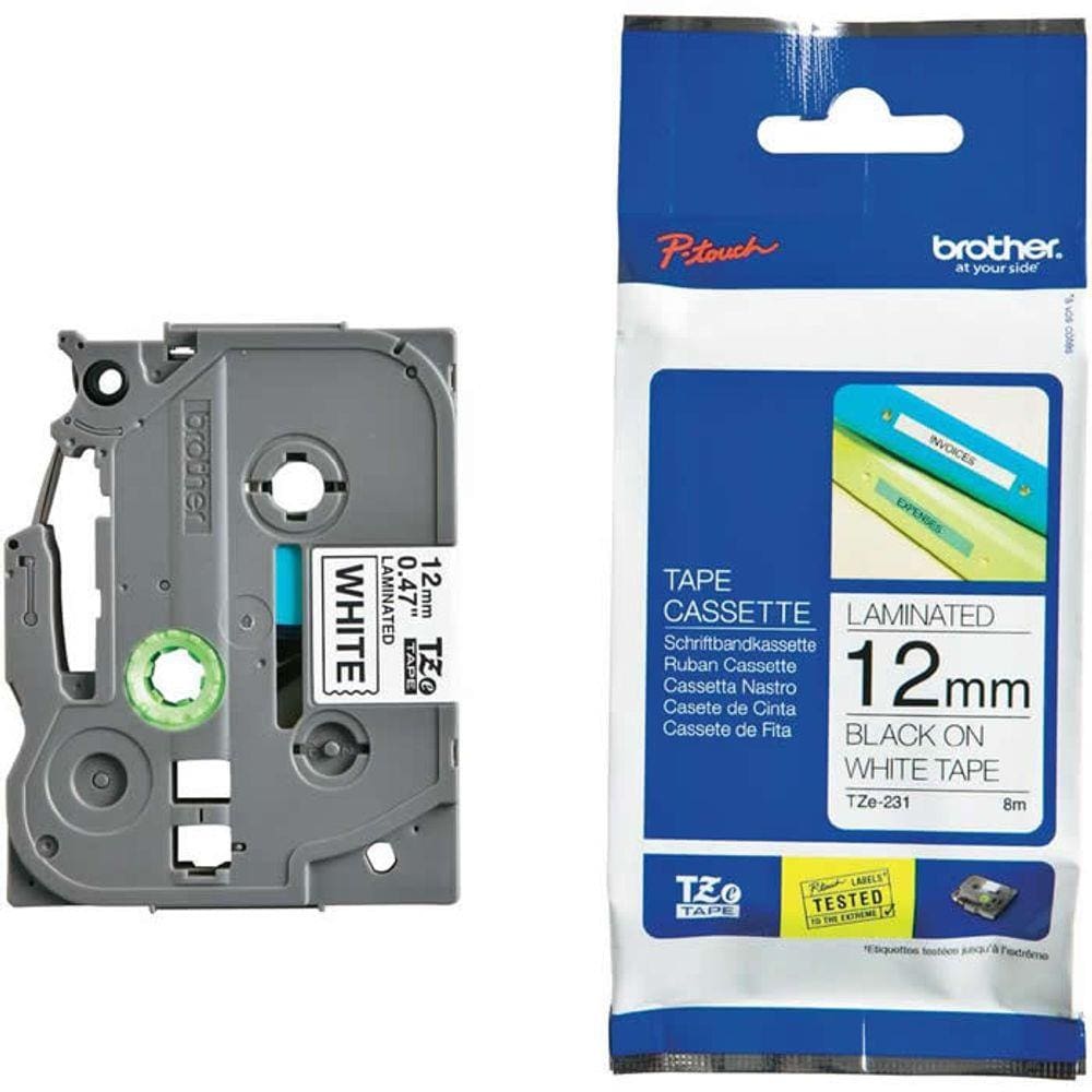 Brother TZE-231 Fita para Rotuladora 12mm Preto sob Branco