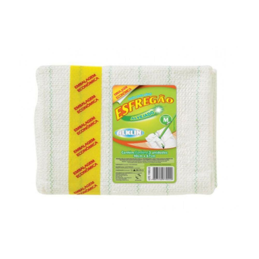 Pano Esfregão Alvejado 40cmx67cm c/ 3 Unid. - Alklin