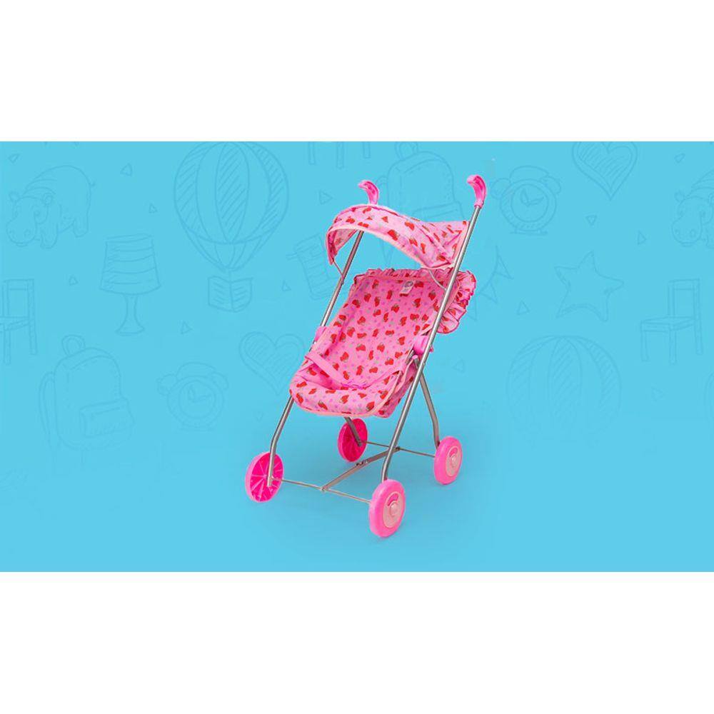 Carrinho de Boneca com Capota Semi Luxo II - Rosa