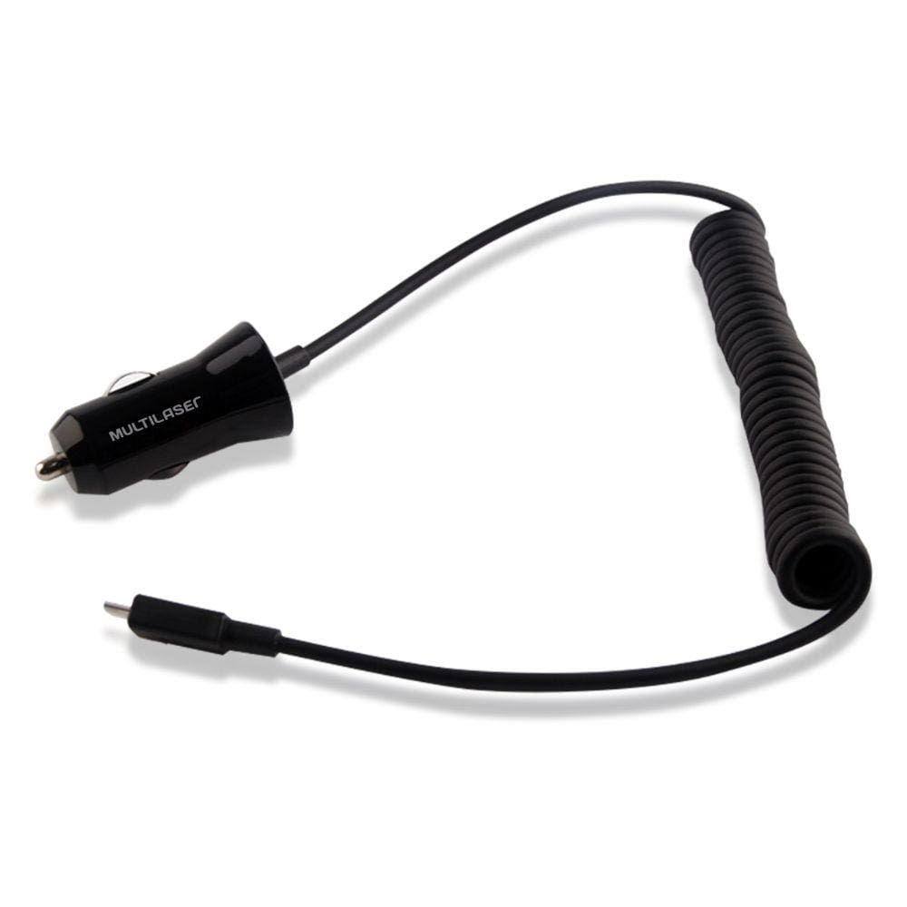 Carregador Automotivo 2 entradas USB 2.1A com Cabo Micro USB Espiral Multilaser - CB083