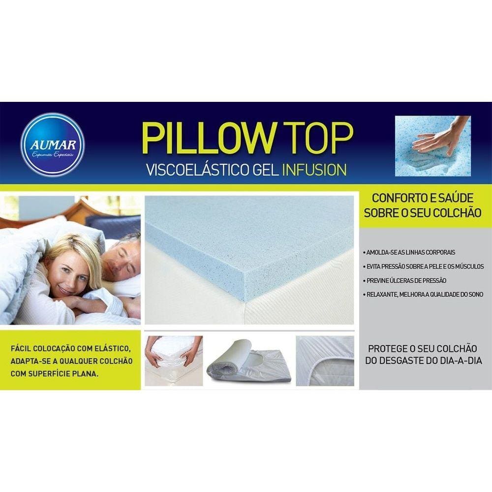 Pillow Top Visco NASA Gel Infusion Casal 1,38 x 1,88 Com 8 cm de Espessura