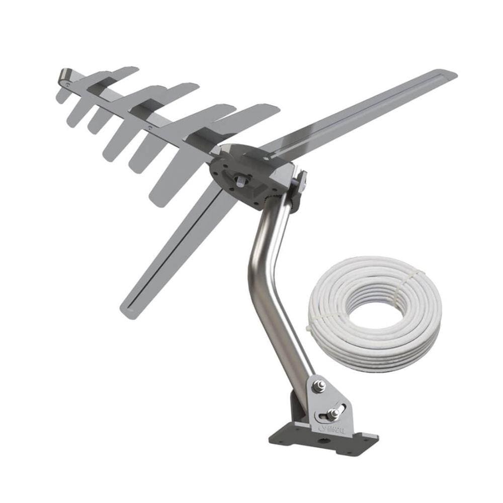 Antena Digital Externa 4 Em 1 Vhf, Fm, Uhf - Hdtv + Cabo Coaxial 16Mts - Shd-8100K