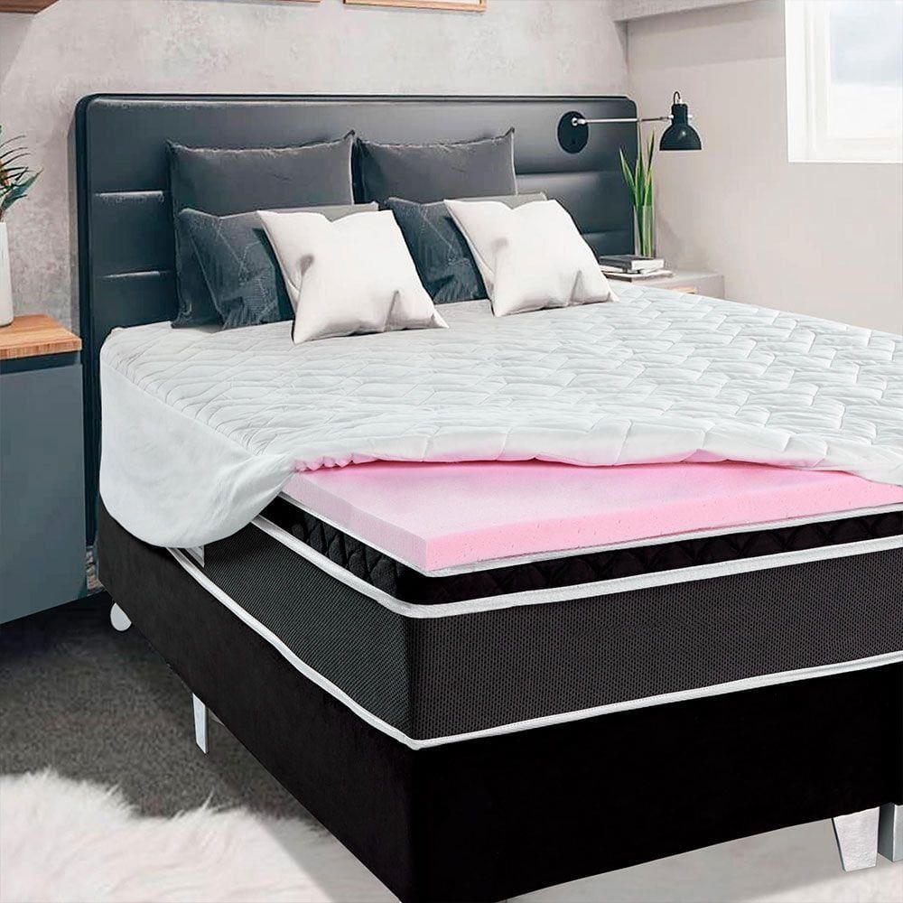 Pillow Top Espuma Soft D40 com Capa Percal com Zíper Queen Size