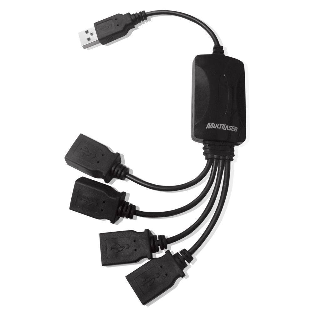 Hub USB 2.0 4 Portas Flexível Preto AC042 - Multilaser