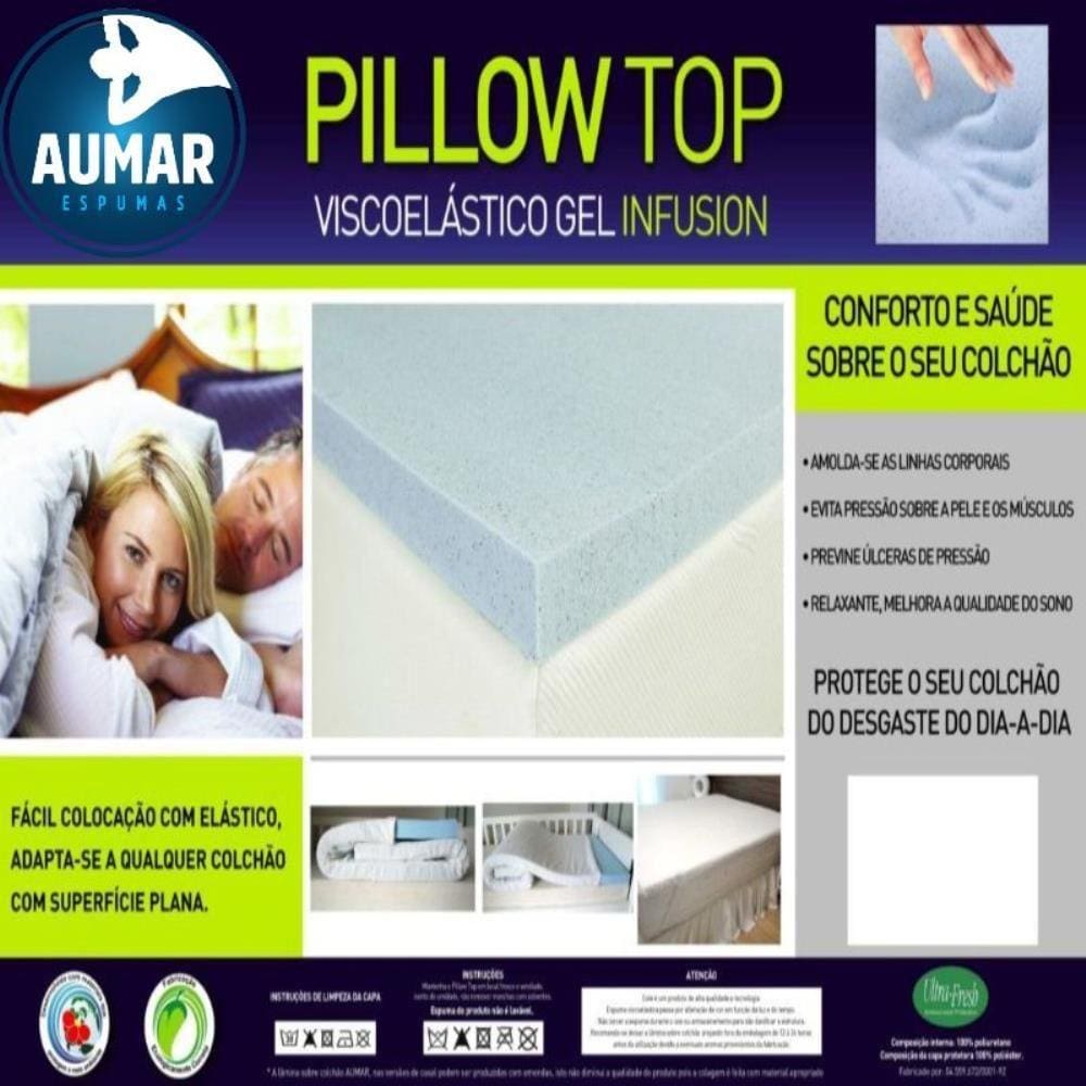 Pillow Top Viscoelástio Gel Infusion Solteiro 0,88 x 1,88