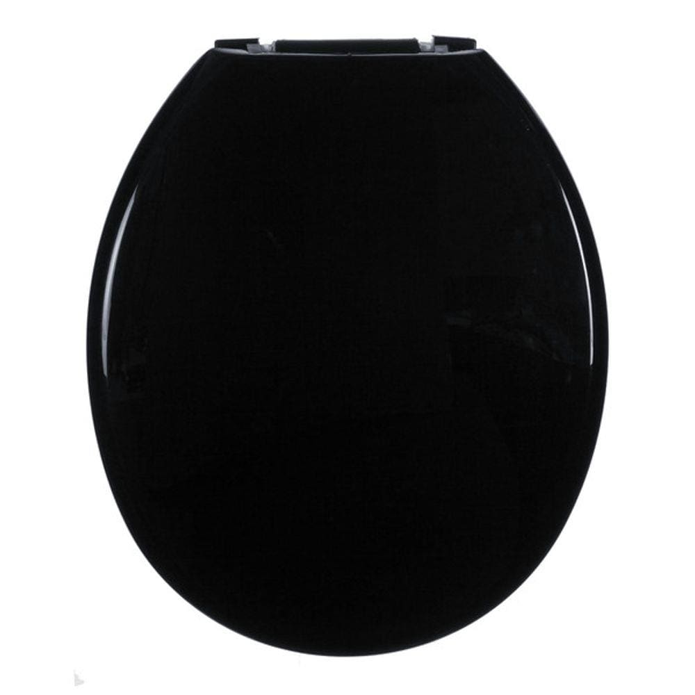 Assento Sanitário Almofadado Banheiro Oval Preto Astra