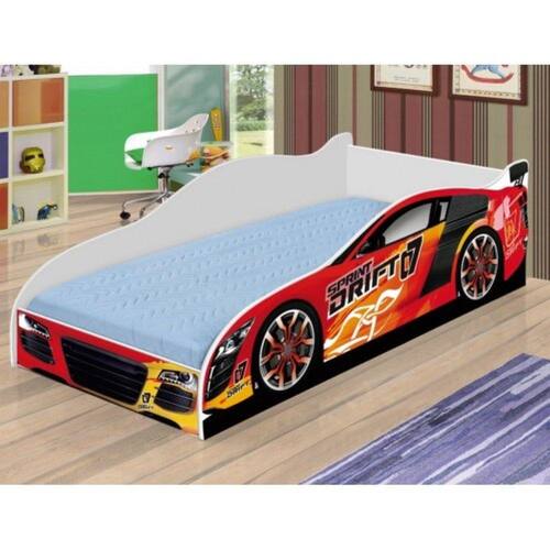 Cama Infantil Carro Drift 150x70 - Branco/Preto - RPM Móveis