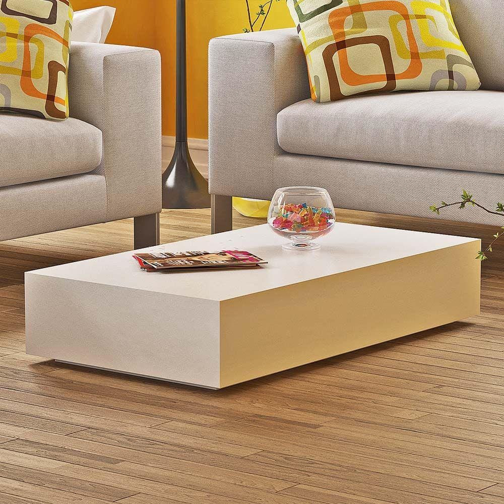 Mesa de Centro Retangular Bely - 100% MDF - Acabamento em Laca Branco