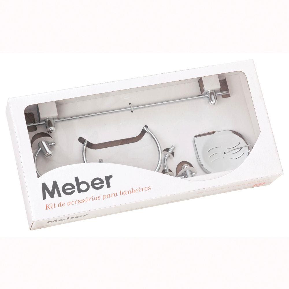 Kit para Banheiro com 5 Peças Super Meber Cromado